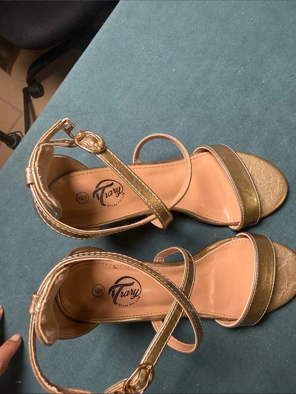 Women’s Gold Ankle-Strap Sandals